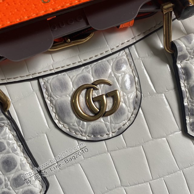 Gucci新款女包 古馳鱷魚紋牛皮竹節包 竹節提手雙G配件 Gucci小號托特包 660195  ydg3298